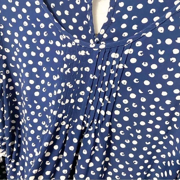 Soft Surroundings | Sonrisa Blue Polka Dot Ruffle Sleeve Blouse Size Large - Picture 6 of 10